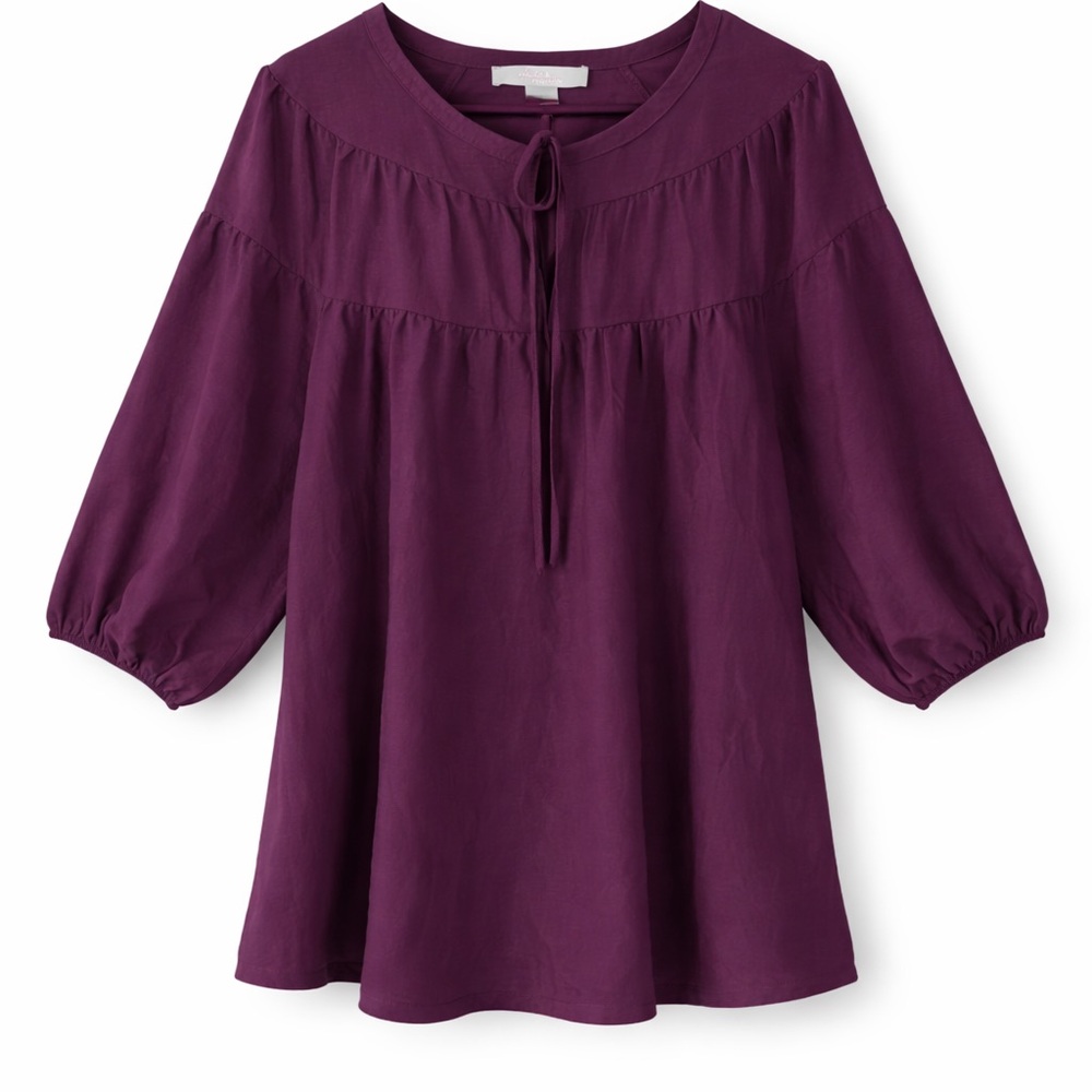 Olivia and Martin Plum Boho Peasant Top – Effortlessly Elegant
(New Without Tag)